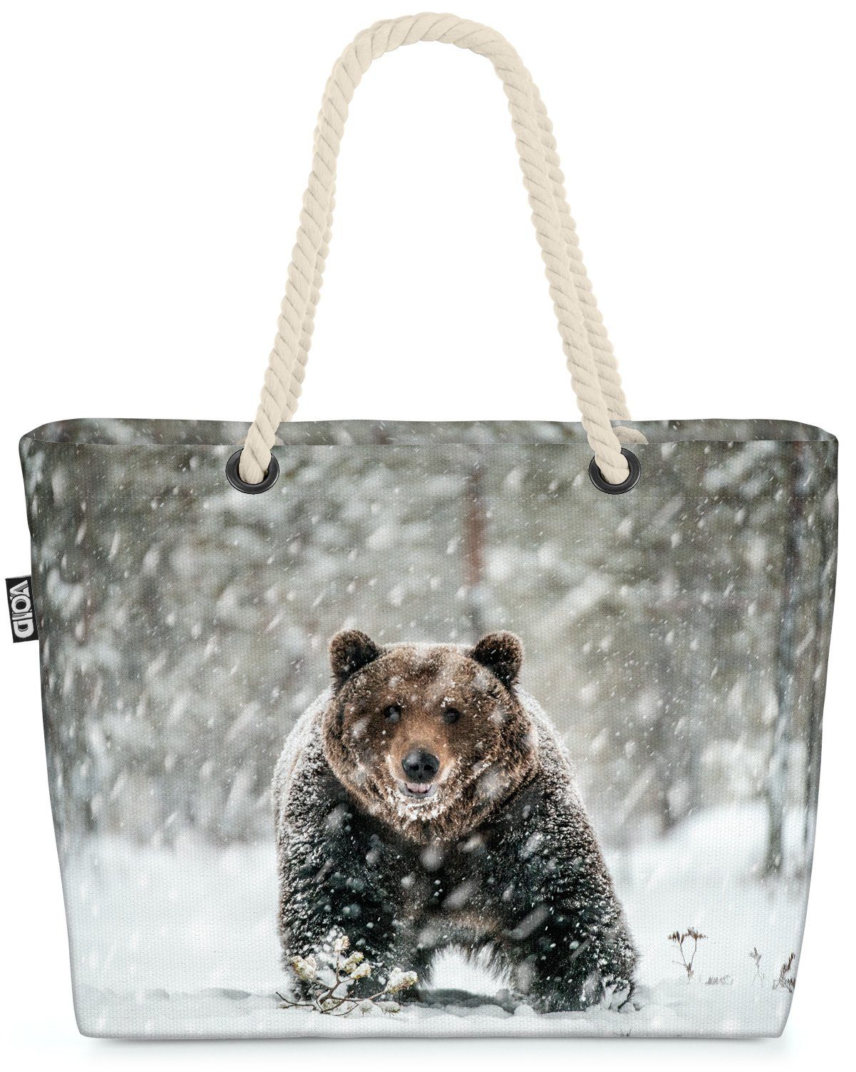 VOID Strandtasche (1-tlg), Braunbär Bär Grizzly Wald Winter wind männlich erwachsen tier bär gro