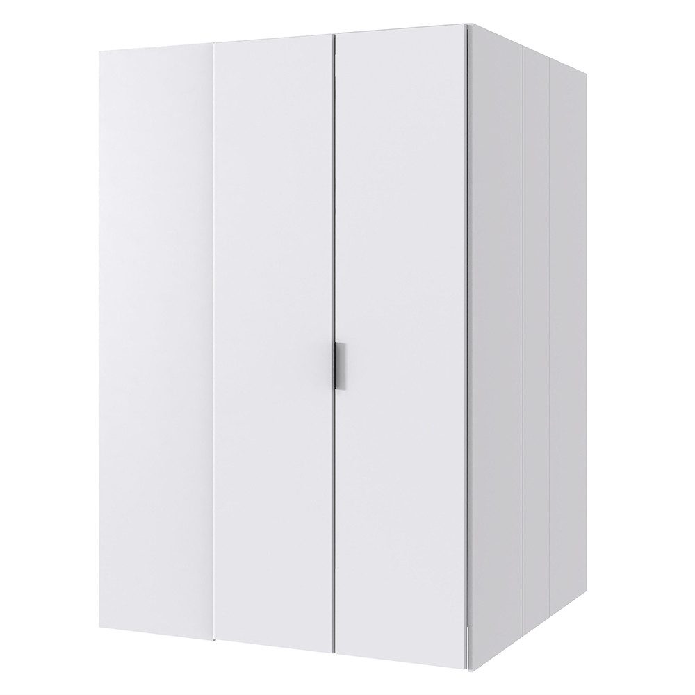 Lomadox Eckschrank NOLI-43 weiß 2-türig begehbar Spiegel 135x197x127 cm