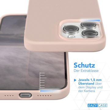 EAZY CASE Handyhülle Premium Silikon Case für Apple iPhone 15 Pro Max 6,7 Zoll, Hülle Bumper Case Slimcover mit Displayschutz Silikonhülle Rosa Braun