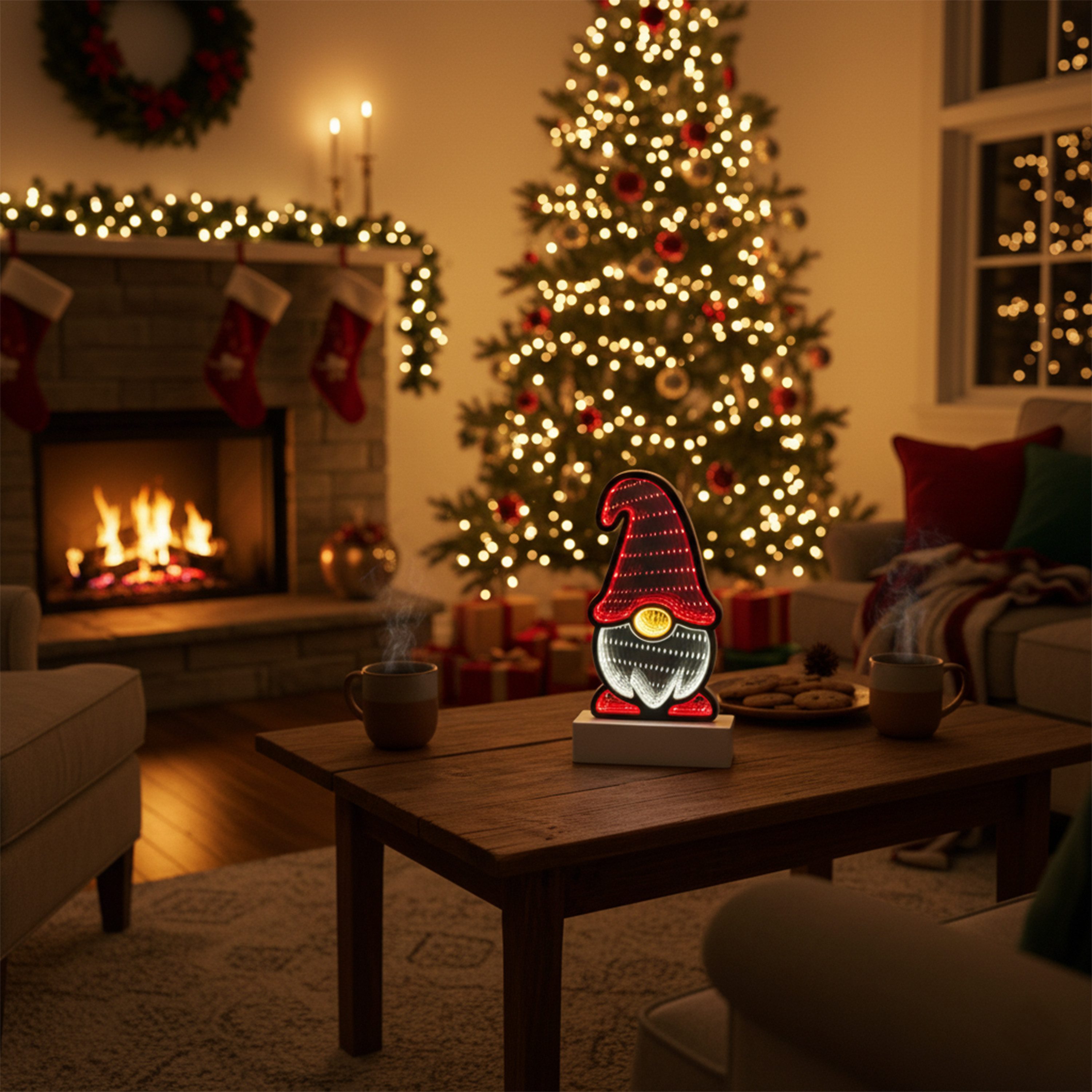 OTTO home LED Dekofigur LED-Wichtel Evvina, LED fest integriert, Warmweiß, Infinity Effekt, Weihnachtsdeko für Innen, beidseitig beleuchte – Bild 3 von 5