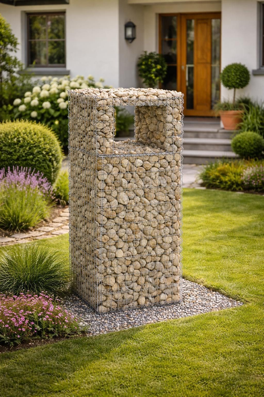 ESTEXO Gabionenzaun Gabione Gabionen Säule 50x50x120 cm Pfosten eckig Steinkorb Mauer Dr