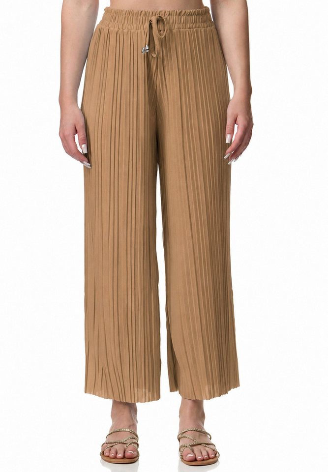 Worldclassca Stoffhose Worldclassca Stoffhose Plissierte Sommer Hose weitem Bein Faltenhose Neue Kollektion - Stilvolle und gemütliche Sommer Mode für Damen