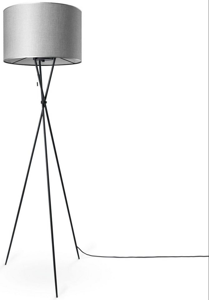 Paco Home Stehlampe KATE CANVAS UNI COLOR, ohne Leuchtmittel, Wohnzimmer  Dreibein Stoffschirmlampe Standleuchte Textil Schirm E27