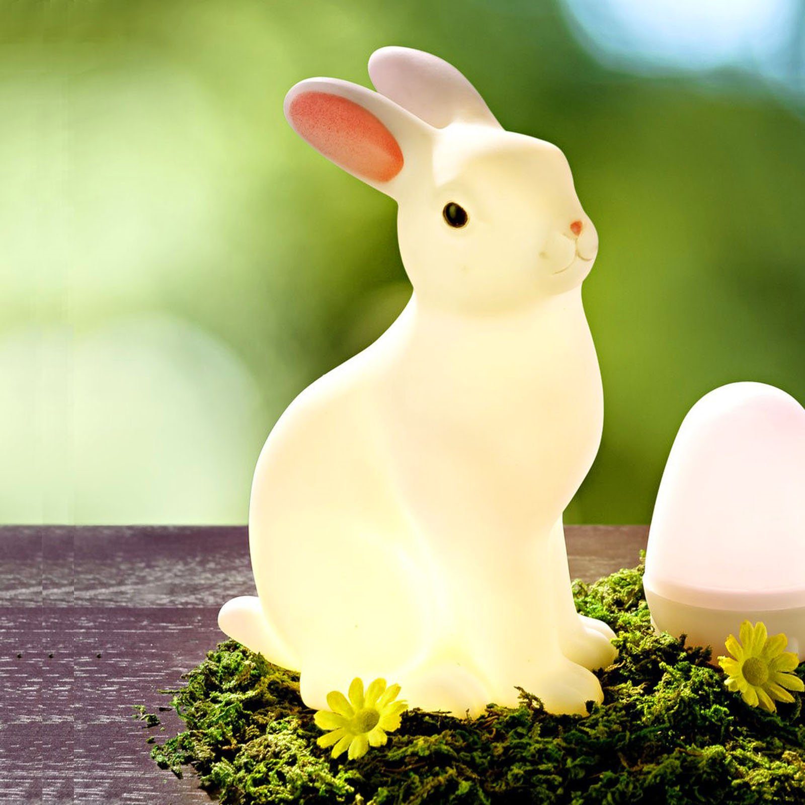 HAC24 LED Nachtlicht 4er Set LED Schneehasen mit Kind Nachtlicht Hase Deko Lampe Kaninchen, LED fest integriert, Warmweiß, Batteriebetrieben