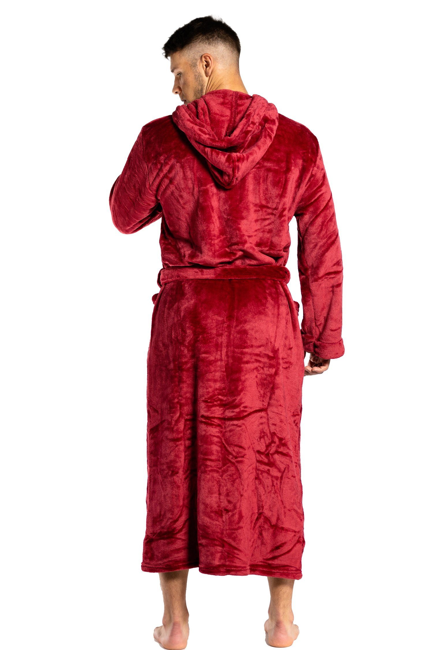 Di Ficchiano Bademantel Di Ficchiano Unisex Herren Damen Bademantel mit Kapuze I Größen XXS -, Polyester, Kapuze, Bindegürtel