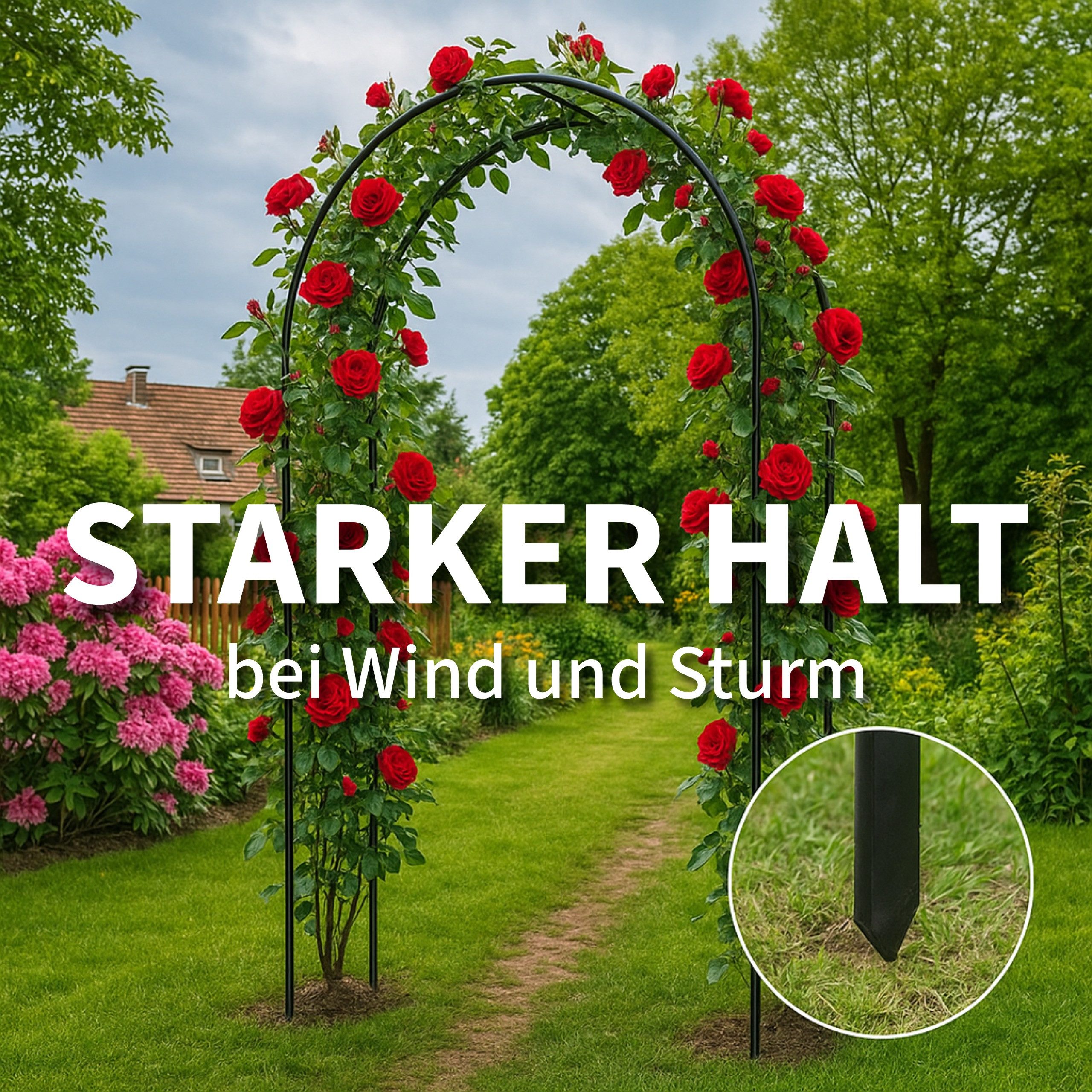 INTERGARDEN Bodenanker für Rosenbogen 4 Stück, Erdspieß, Bodenspieß, Befestigung Rankhilfe, (4-St)