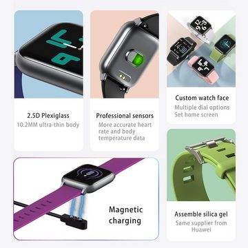 SUPBRO Smartwatch (1,3 Zoll, Android iOS), Damen herren wasserdicht armband mit pulsmesser aktivitätstracker