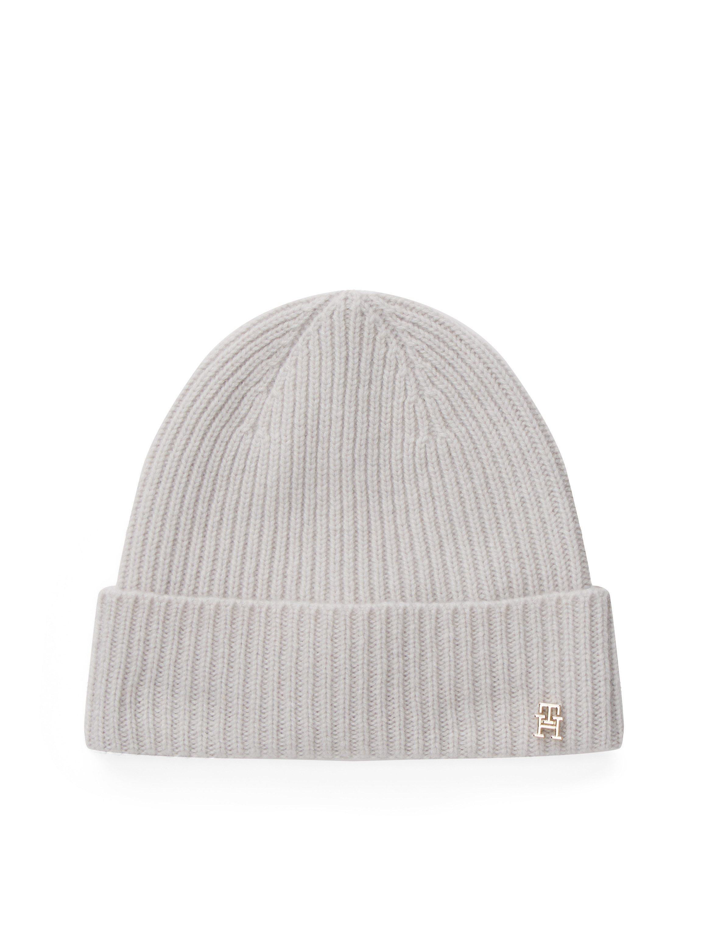Tommy Hilfiger Beanie TH CASHMERE aus Rippstrick, Umschlag