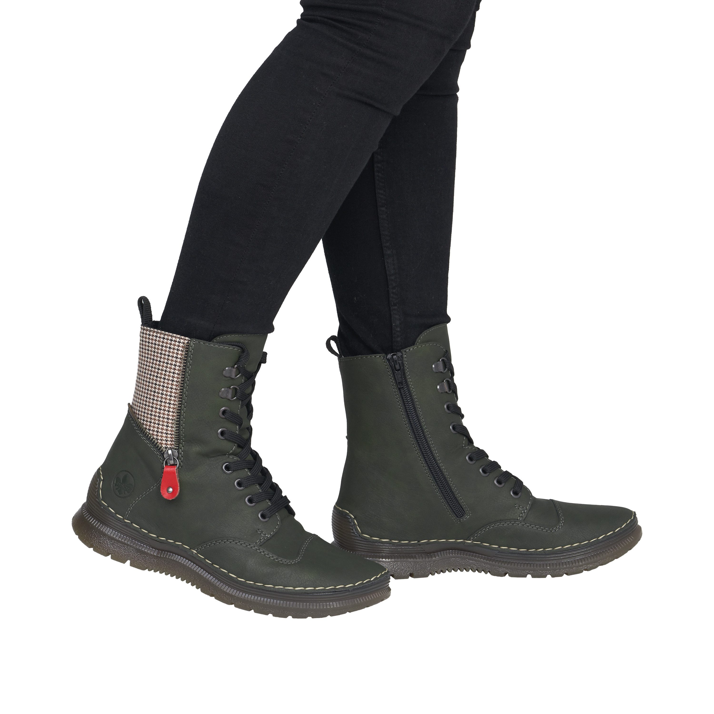 Rieker Schnürboots Herbstboots, Schnürstiefelette mit Zier-Reißverschluss am Schaft