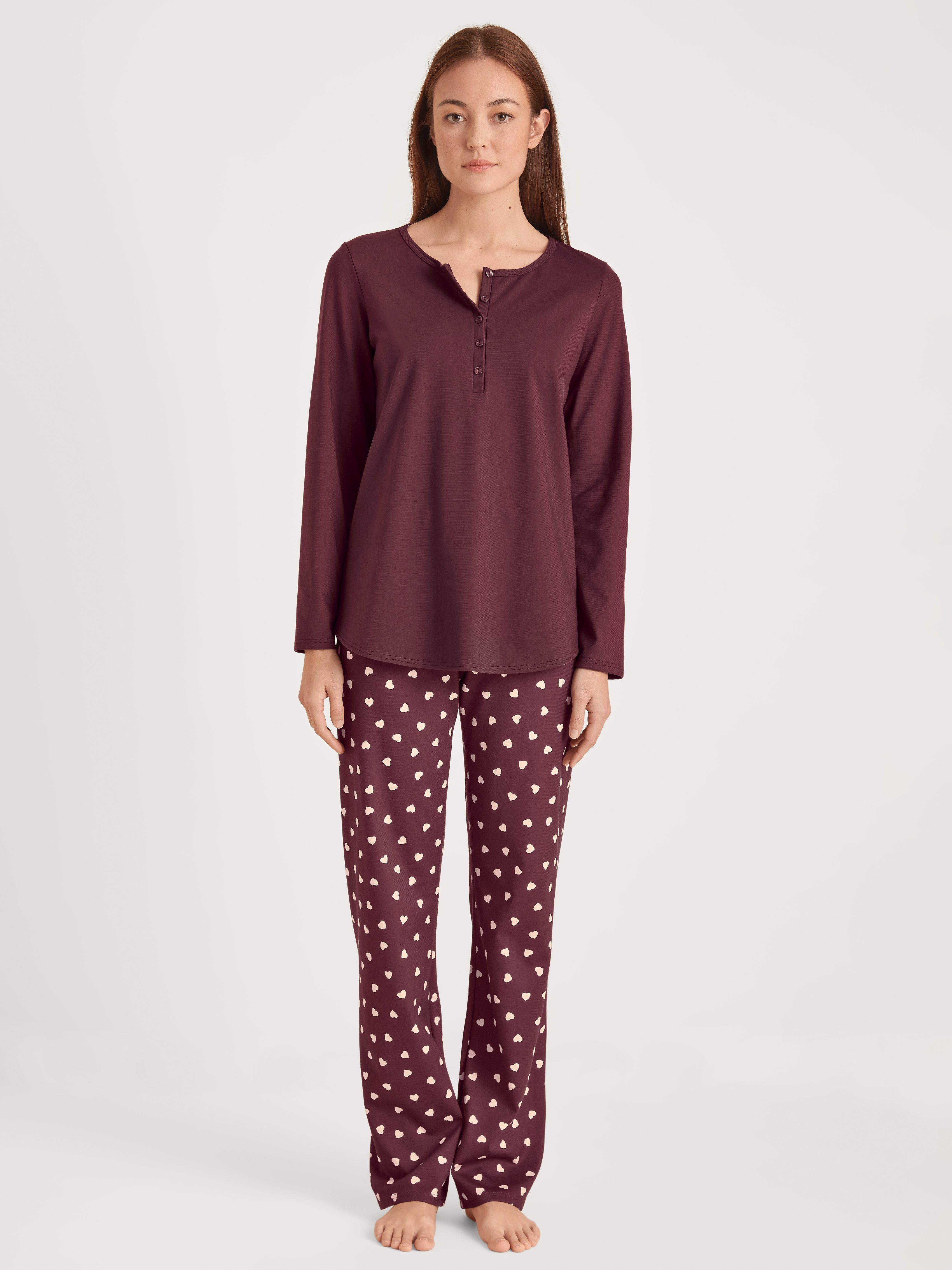 CALIDA Pyjama Calida Damenpyjama 47256 english red (1 Stück, 1 tlg., 1 Stück) | Pyjamas