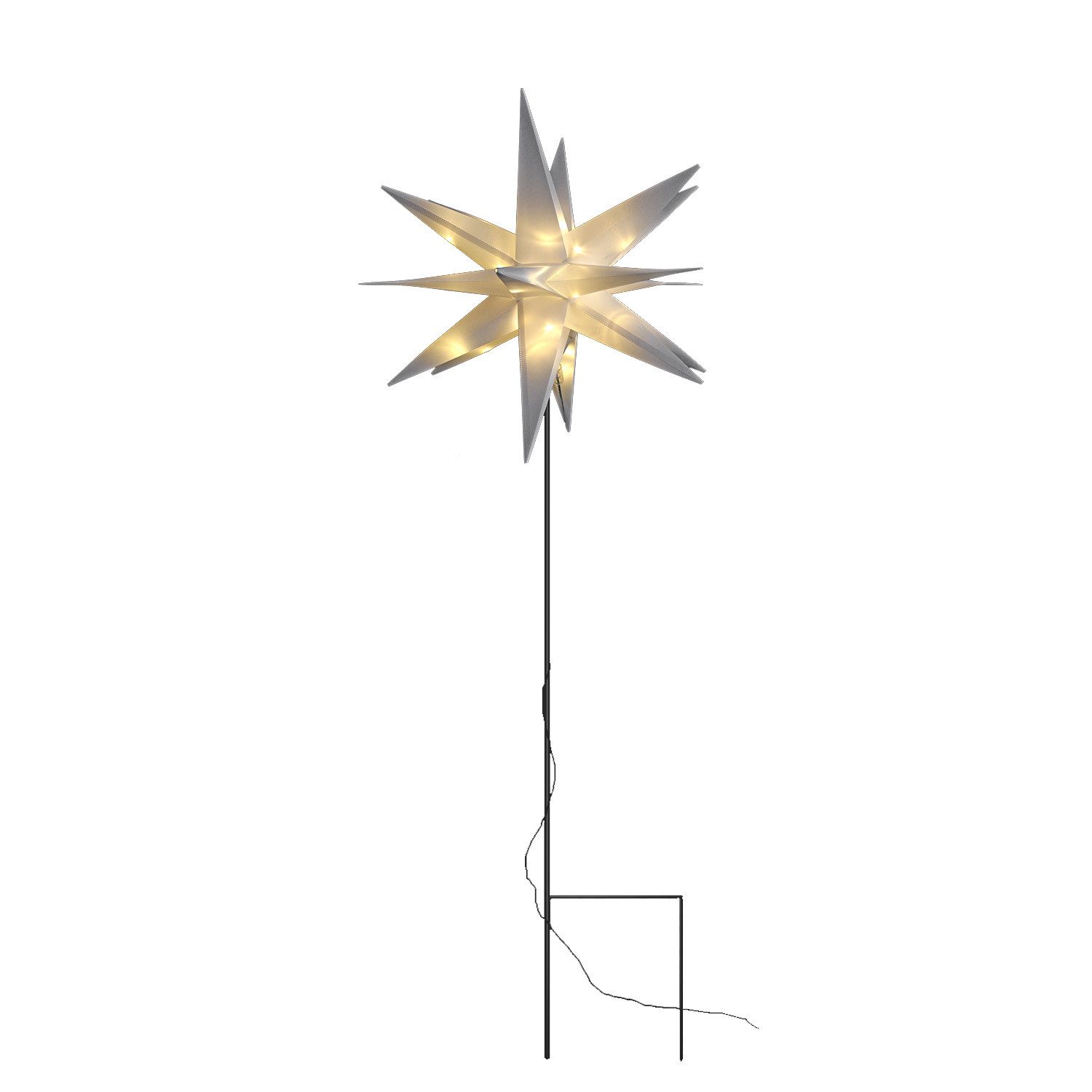 Mojawo Lichtervorhang 3D LED Stern mit Erdspieß Weihnachtsstern IP44 Weiß D günstig online kaufen