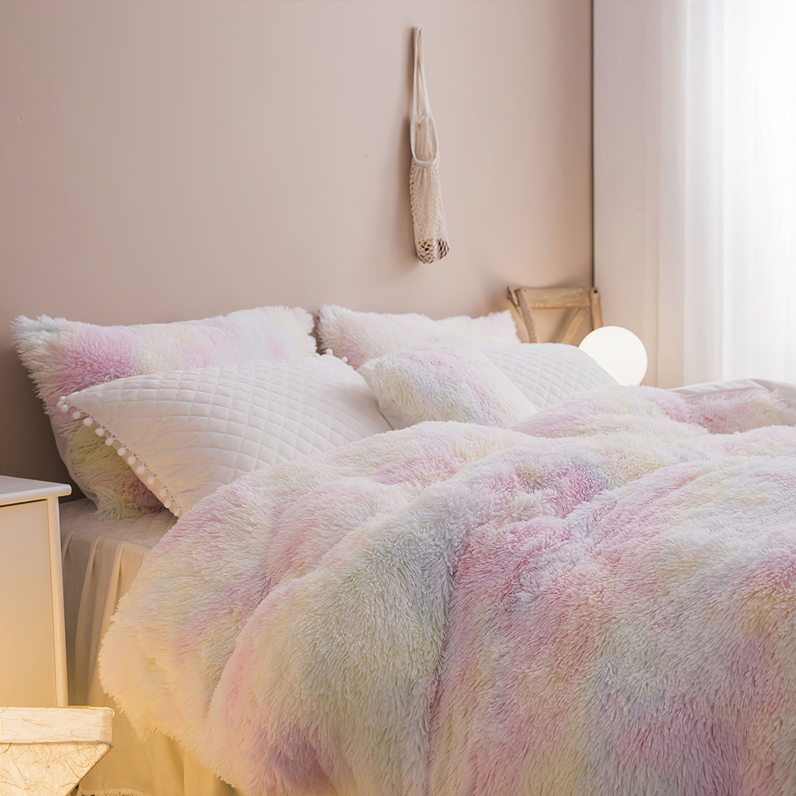KEAYOO Bettwäsche SD, Polyester, 2 teilig, Teddy Plüsch im Wende-Design Winterbettwäsche