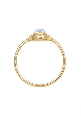 Elli DIAMONDS Fingerring Verlobung Mondstein Diamant (0,08 ct) 585 Gelbgold, Herz