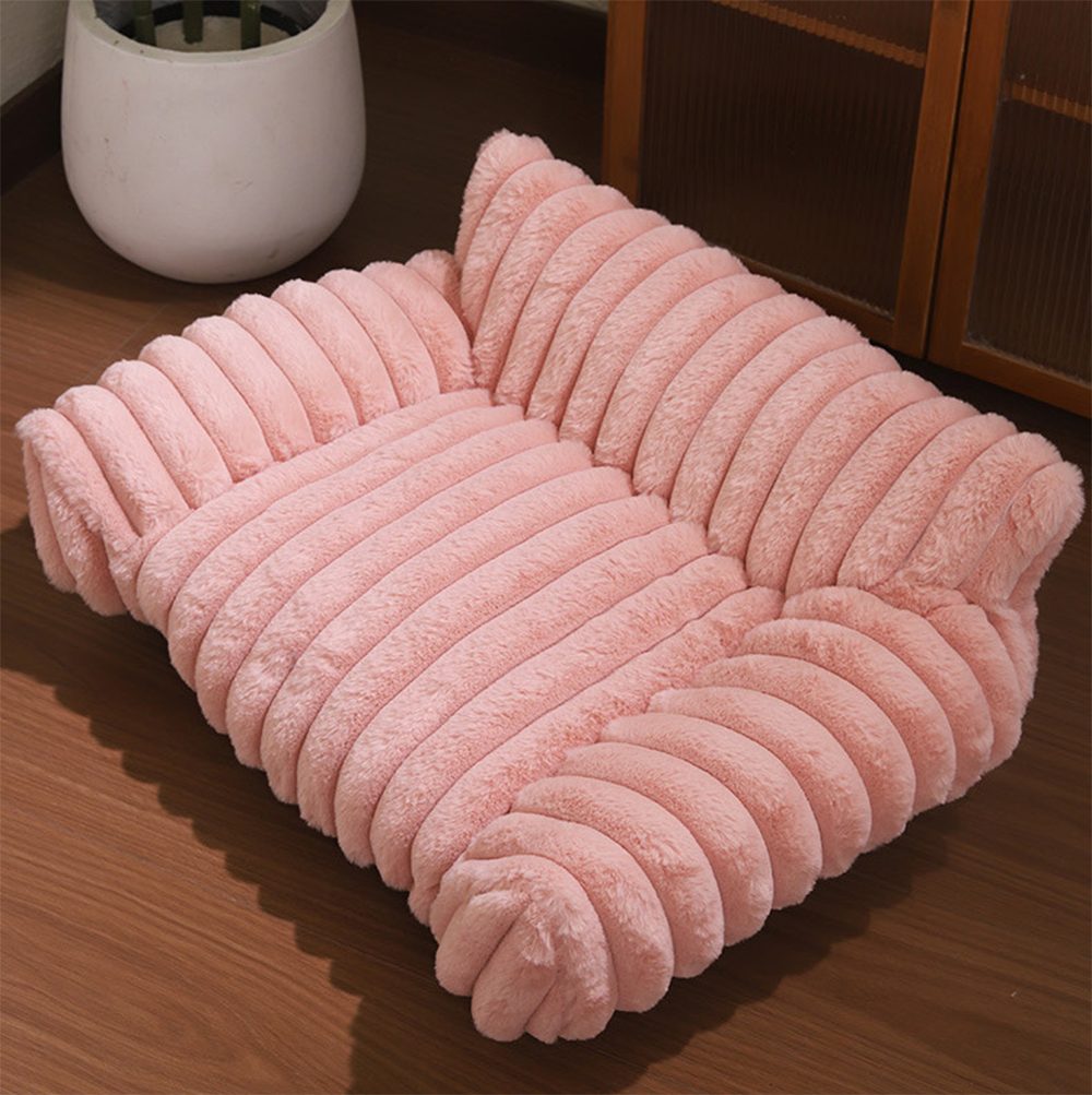 Ledander Tierbett Kuschelndes Haustierkatzen-Sofa, flauschiges Katzen-Sofa, Milchbaumwollstoff, flauschiges Haustier-Sofa-Bett, Waschbares Katzenbett,rutschfestes