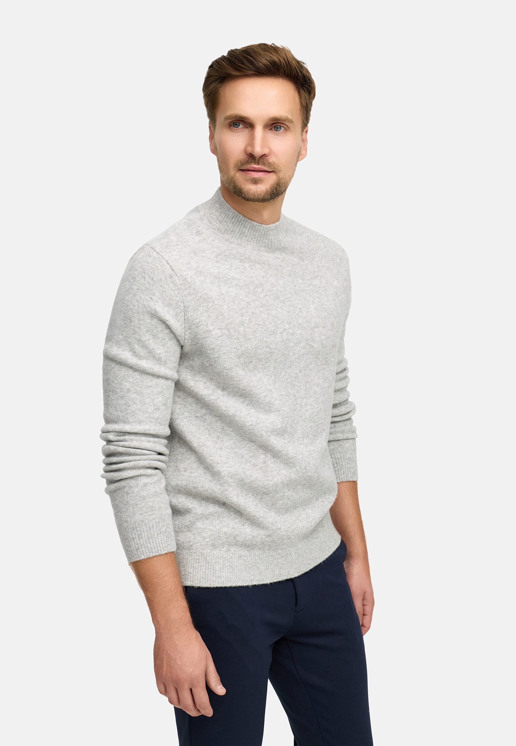 Jeff Strickpullover Herren JFCollin turtle Pullover Herrenpullover Stehkragenpullover aus Strick mit Rippbündchen