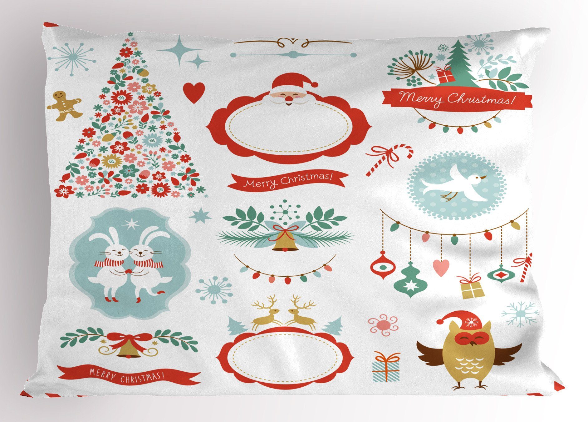 Kissenbezüge Dekorativer Standard King Size Gedruckter Kissenbezug, Abakuhaus (1 Stück), Weihnachten Fröhlich Grafik