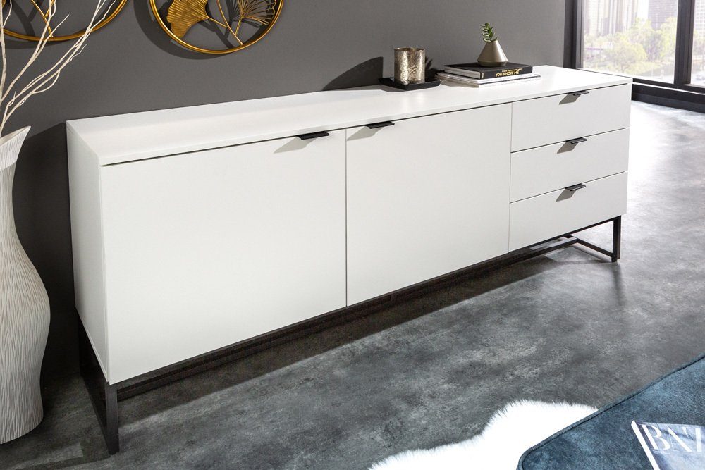 riess-ambiente Sideboard X7 180cm weiß / schwarz (1 St), Wohnzimmer ·  Holzwerkstoff · Metall · Modern Design