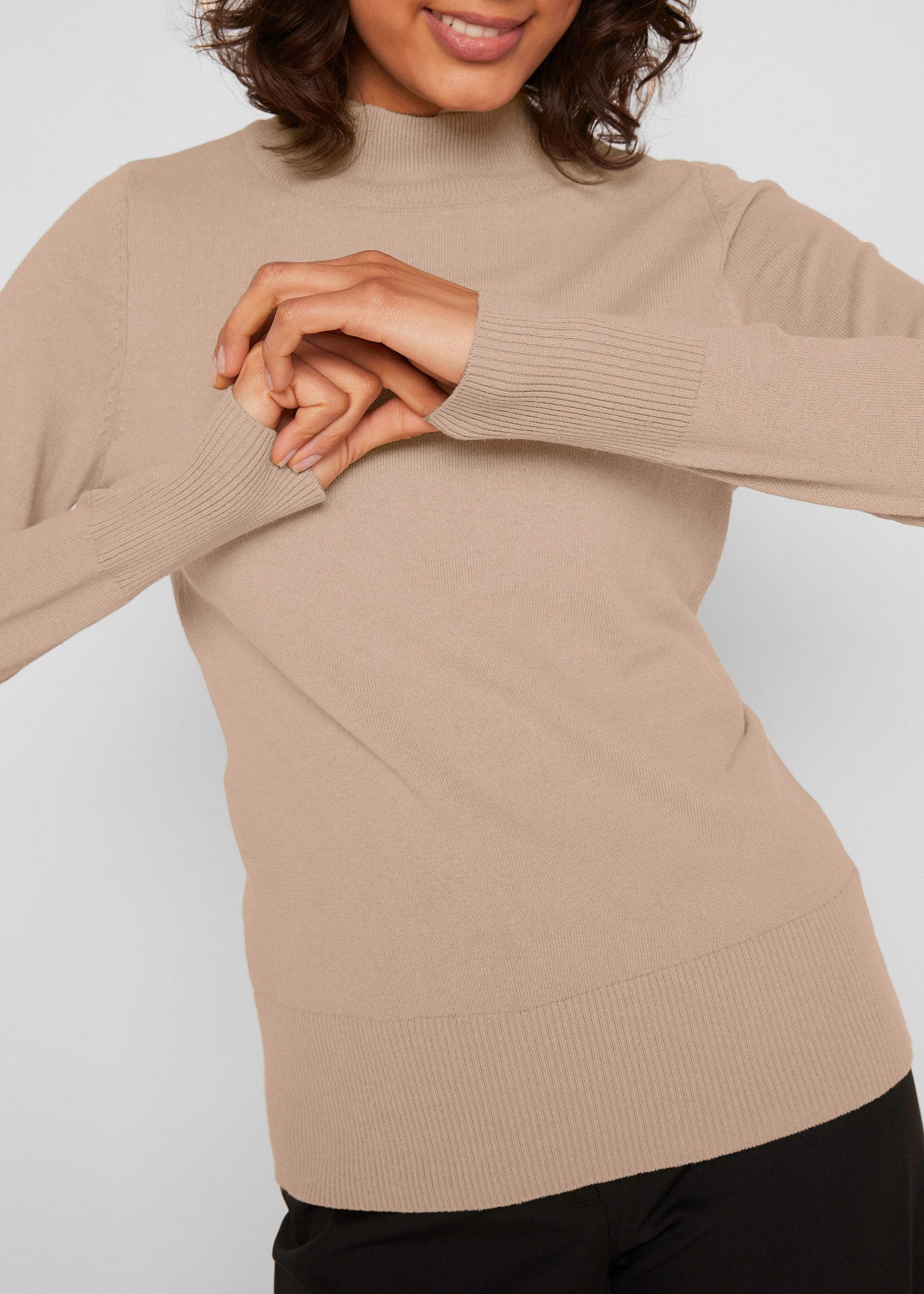 bonprix Strickpullover aus Strickmaterial, atmungsaktiv, pflegeleicht, mit Stehkragen