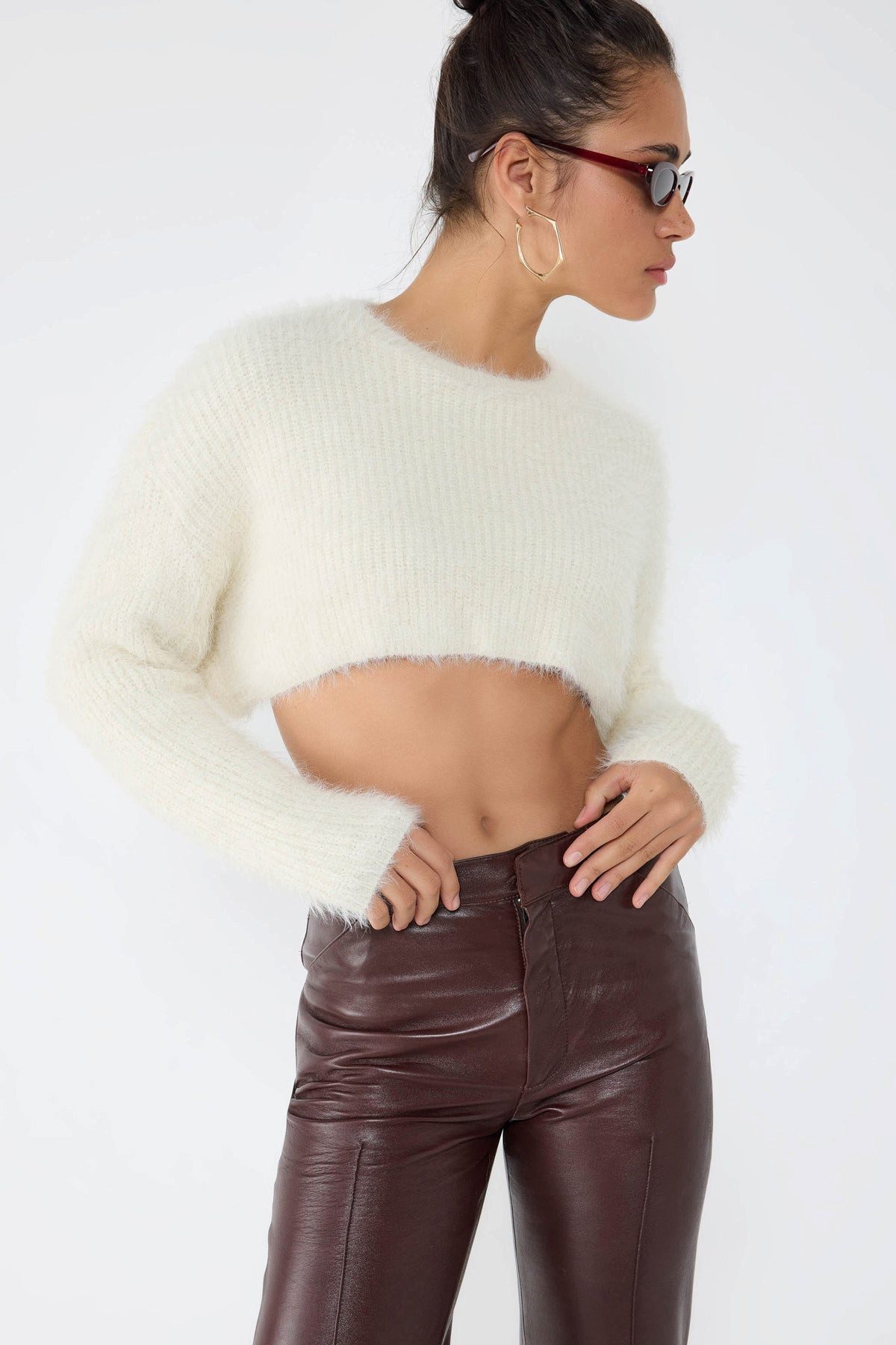 No Matter What Sweater Crop-Pullover mit Rundhalsausschnitt