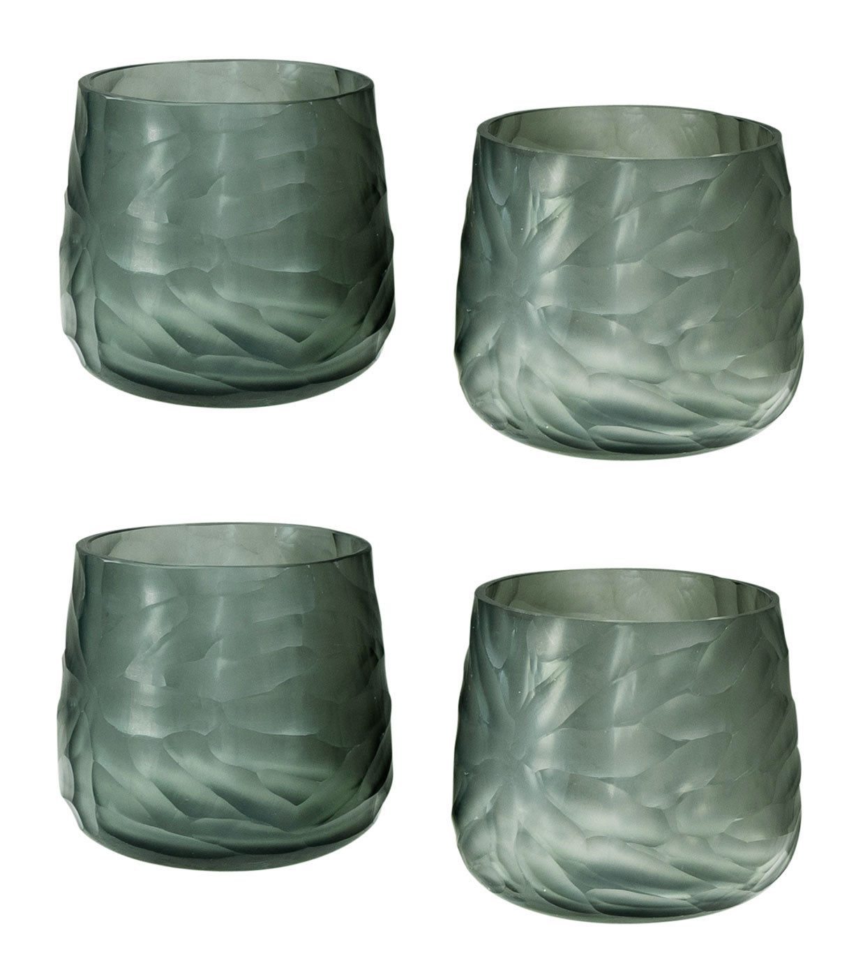 Levandeo® Windlicht 4er Set Glas Windlicht Grün Grau H10cm Teelichthalter Rauchgrau Tischd (4 St) – Bild 2 von 5
