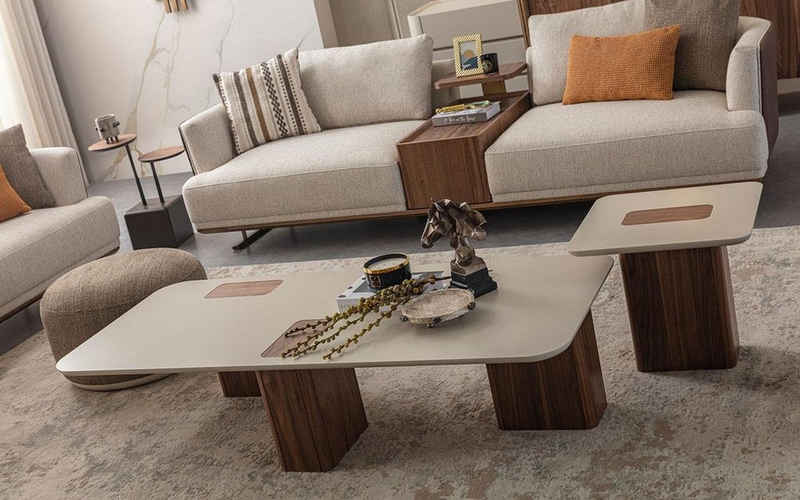 JVmoebel Couchtisch Couchtisch Столы Tisch Design Luxus Möbel Beige Holz Wohnzimmer (Couchtisch), Made In Europe