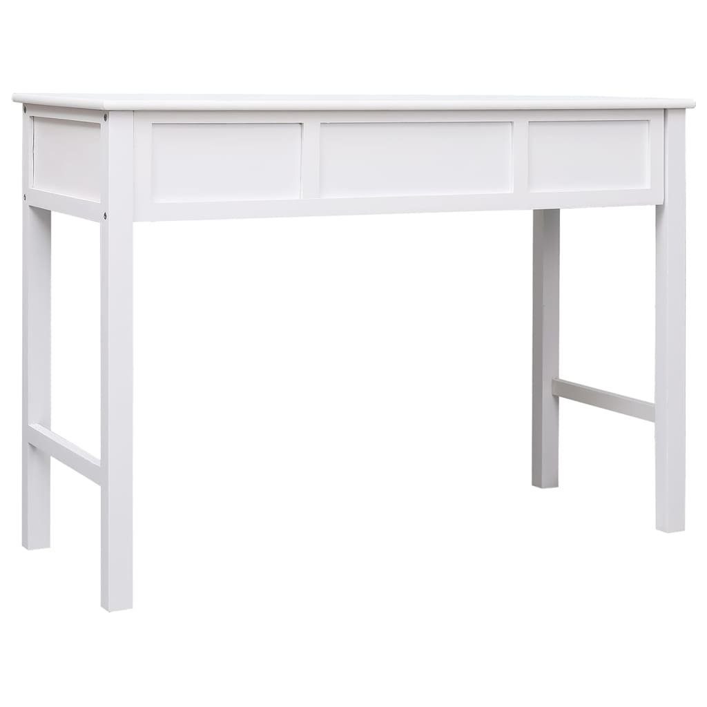 furnicato Schreibtisch Weiß 108x45x76 Paulownia Massivholz cm