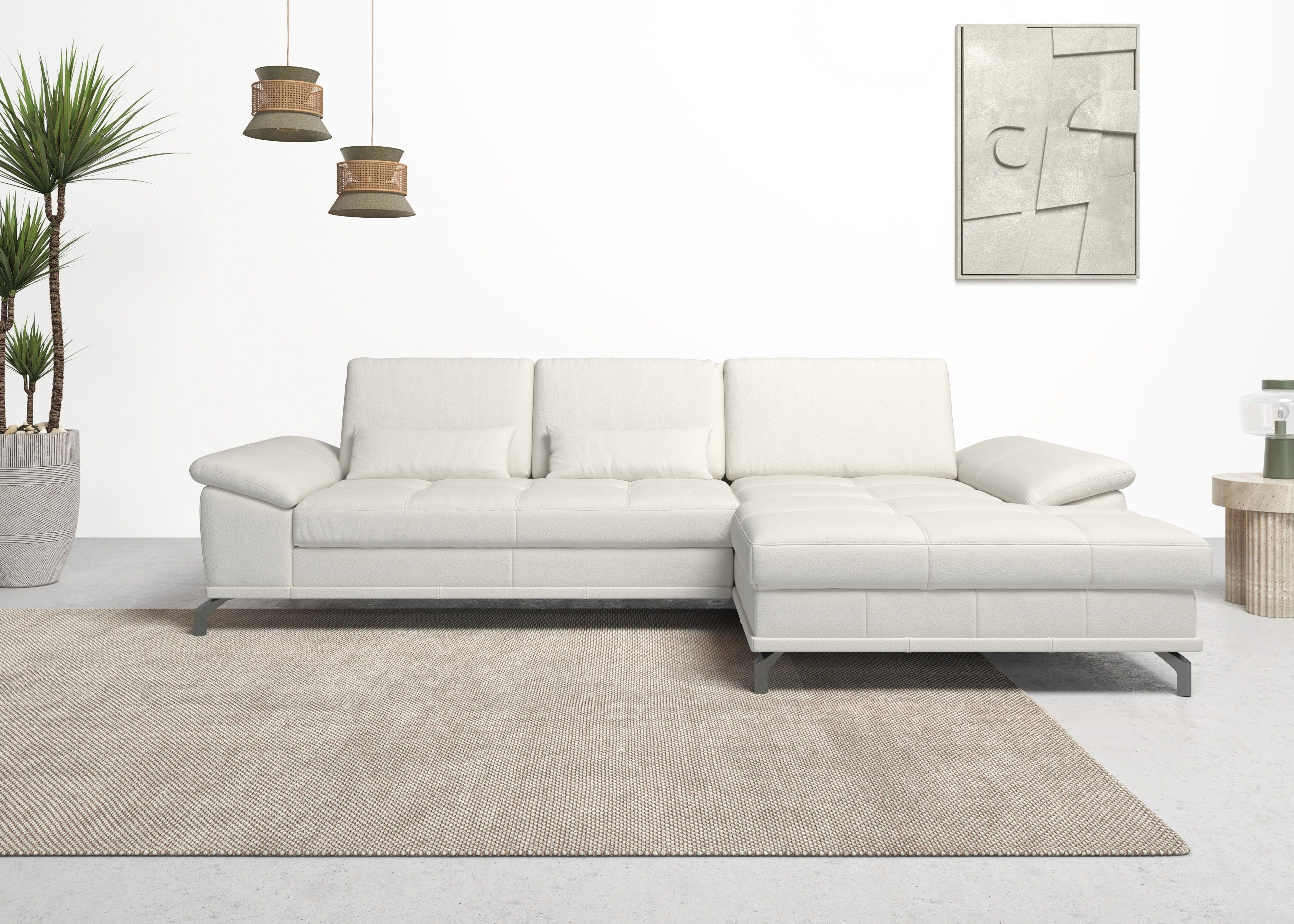 OTTO home Ecksofa Costello L-Form, B: 301 cm mit Sitztiefen-, Armteilverstellung &, 3 Nierenkissen, optional Bettfunktion & Bettkasten