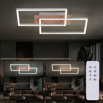 etc-shop LED Deckenleuchte, LED-Leuchtmittel fest verbaut, Kaltweiß, Warmweiß, Neutralweiß, Tageslichtweiß, LED Decken Lampe Ess Zimmer Leuchte Holz Dekor CCT FERNBEDIENUNG