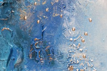YS-Art Gemälde Pazifik, Abstraktion, Vertikales Leinwand Bild Handgemalt Abstrakt in Blau