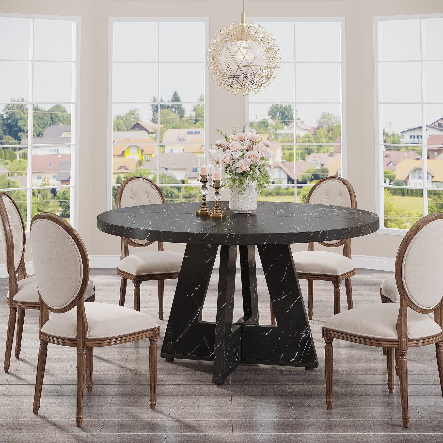 Tribesigns Esstisch Runder Esstisch, Küchentisch für Esszimmer Wohnzimmer, 120 cm