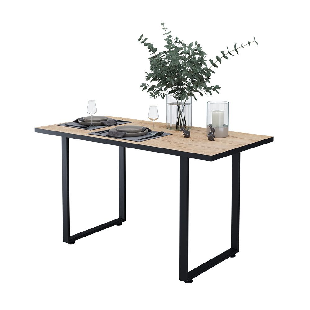 Vicco Esstisch Livorno, Schwarz/Goldkraft Eiche, 140 x 70 cm (1-St) – Bild 5 von 5