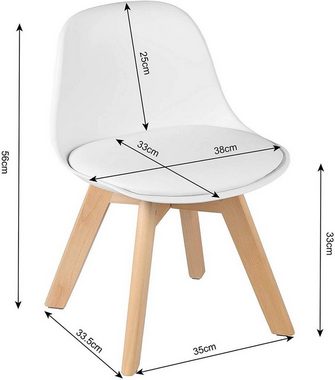 Woltu Stuhl (2 St), Kinderstühle mit Holzbeinen, Stuhl für Kinder weiß