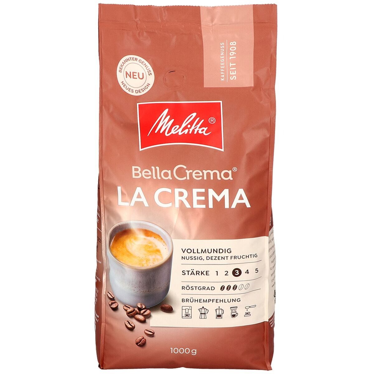 Melitta Kaffee BellaCrema® La Crema, 1000 g, 100% Arabica-Hochland-Kaffeebohnen