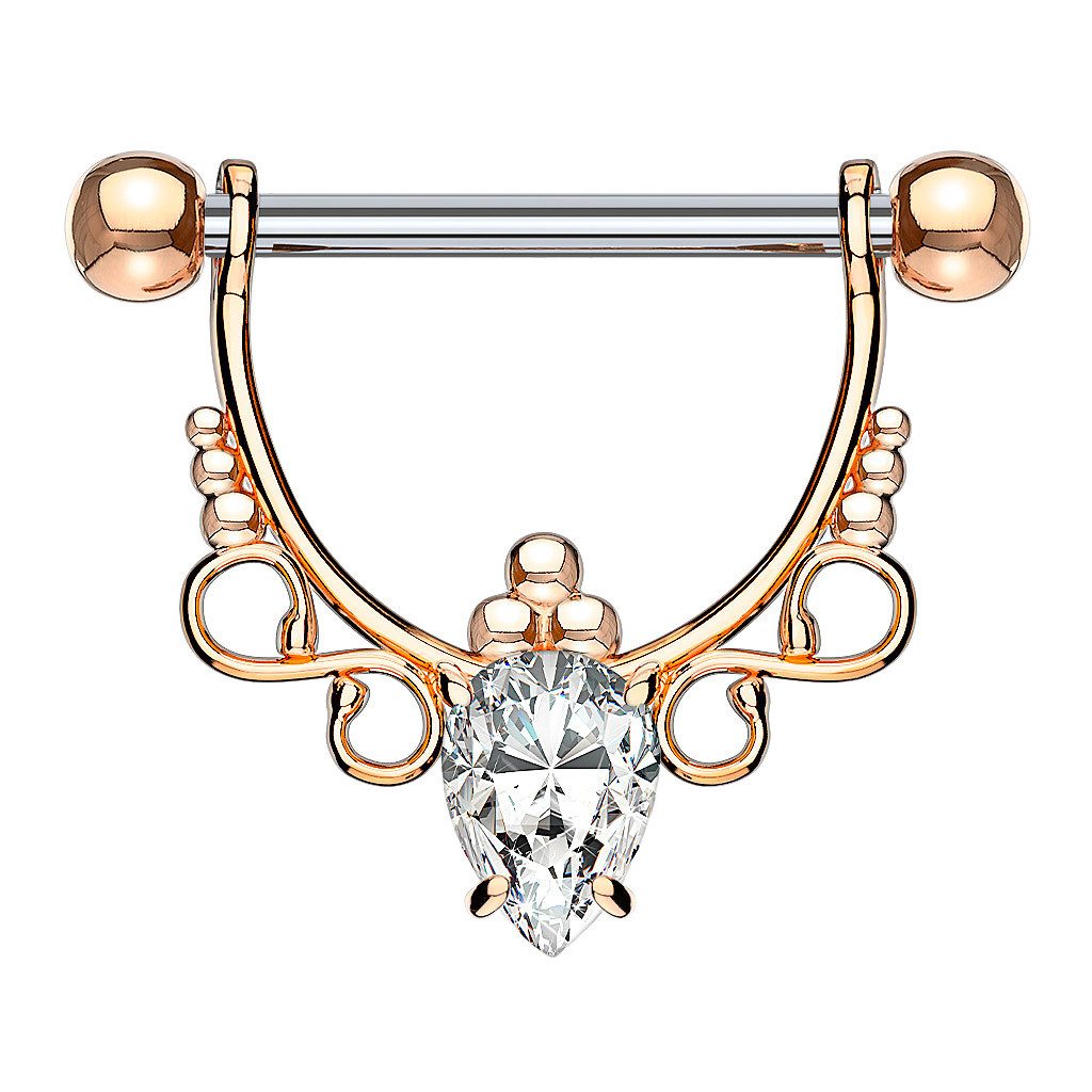 Intimpiercing Nippelpiercing Schild Unendlich beweglich Oval Kristall Rosegold