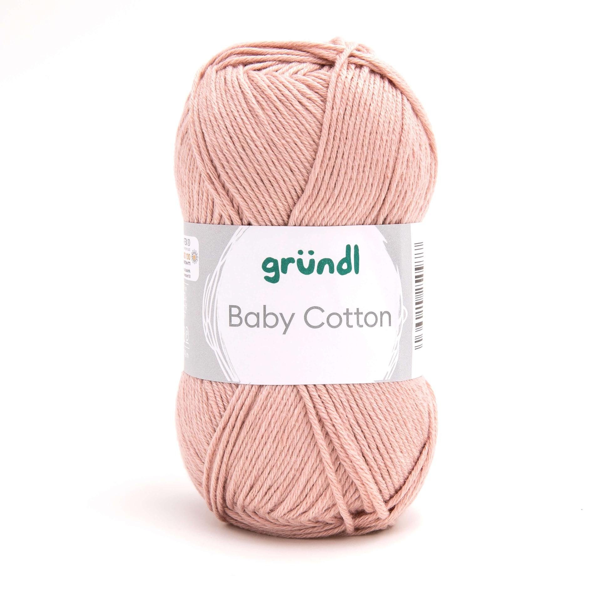 Gründl Wolle Baby Cotton - Babywolle zum Stricken und Häkeln Häkelwolle, 140,00 m (Baumwollmischgarn, Strickgarn, Handstrickgarn mit Baumwolle), hautfreundlich und speichelecht
