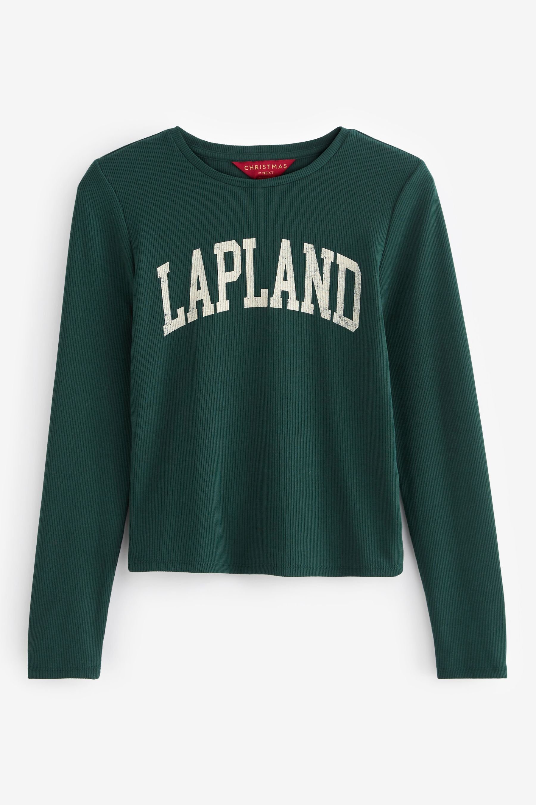 Next Langarmshirt Weihnachtliches, langärmeliges T-Shirt (1-tlg) Lapland Teal Blue