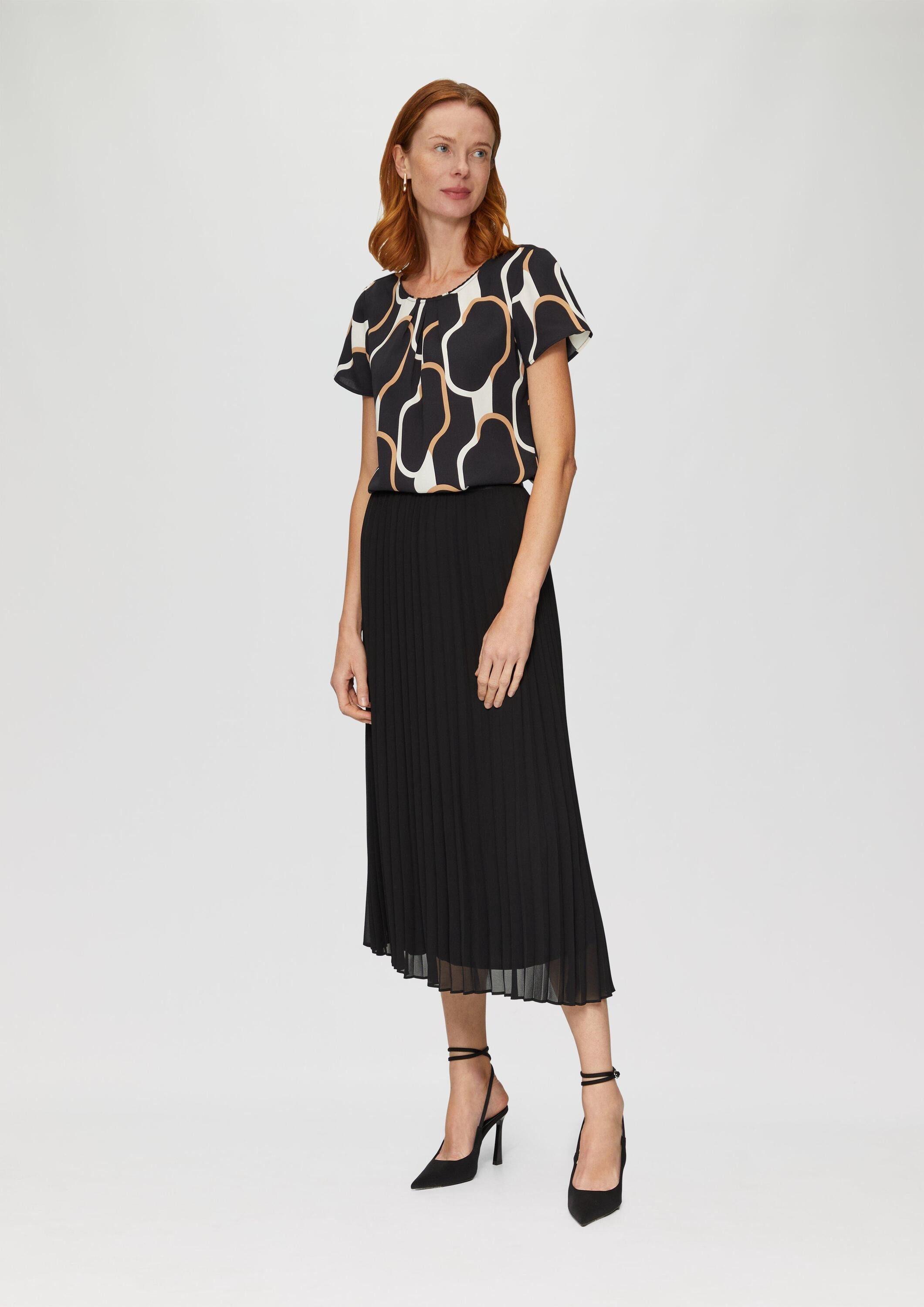 s.Oliver Kurzarmbluse Bluse Bluse mit Schmuckkante