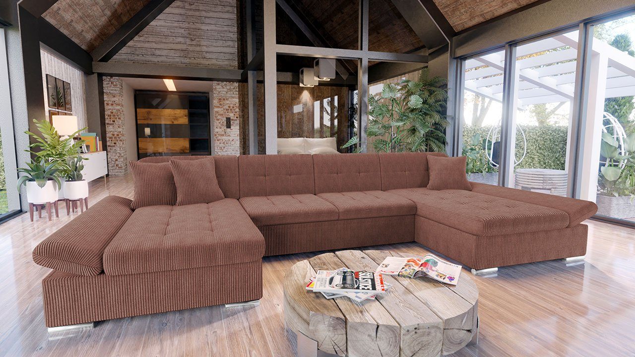 und 2 29 Bettkasten Alia MIRJAN24 U-Form Couch Cord, Wohnlandschaft Ecksofa Hersteller, Poso Sofa Schlaffunktion, vom