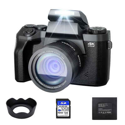 Fine Life Pro 64MP Digitalkamera für Fotografie und Video, Kompaktkamera (WLAN (Wi-Fi), inkl. 4K Vlogging Kamera für YouTube mit 4" Touchscreen, 18X Digitalzoom, WiFi& Autofokus, 32GB Karte)
