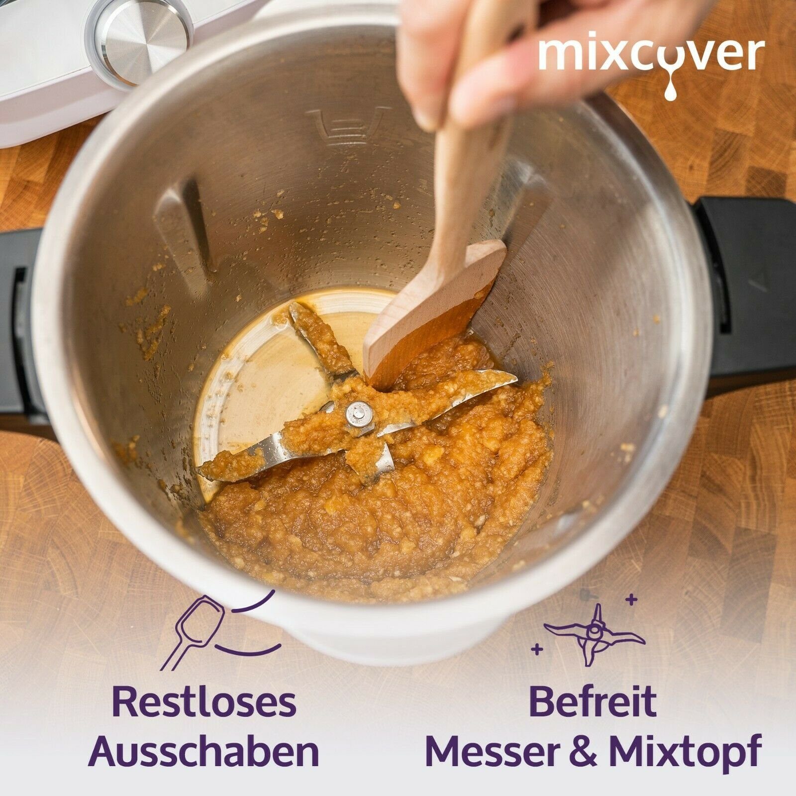 Smart Küchenmaschinen-Adapter & Nachhaltiger Mixcover Monsieur mixcover Zubehör Connect Holzspatel Cuisine