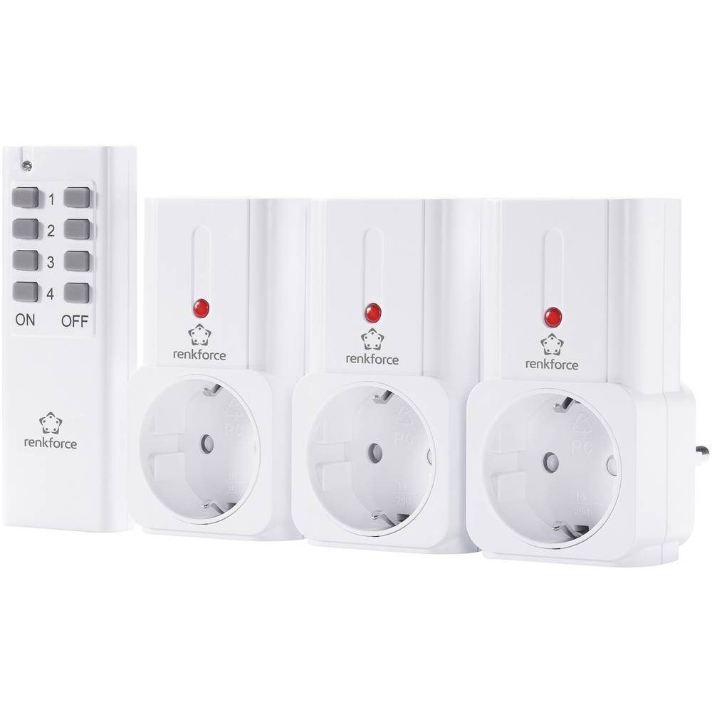 Renkforce Funksteckdose Funk-Schalter-Set 4-teilig 433 MHz