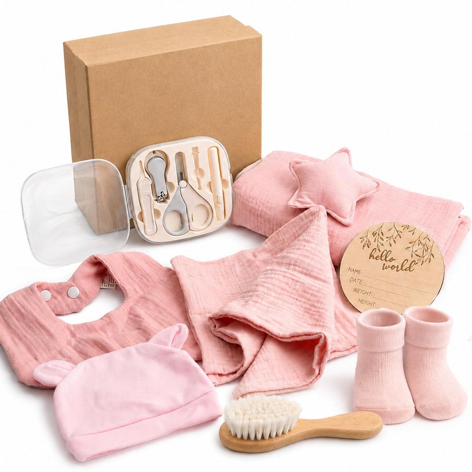 LuxusKollektion Geschenkbox Geschenkset Baby 8-teilig Rosa Mädchen Junge (1 St)