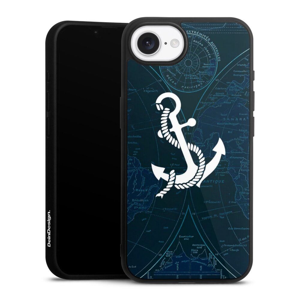 DeinDesign Handyhülle Anker Landkarte Segeln Sailors Style, Apple iPhone 16e Gallery Case Glas Hülle