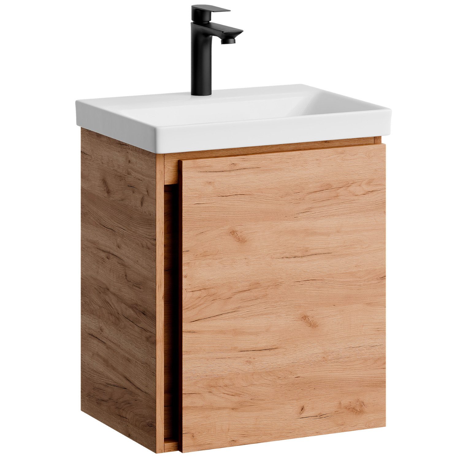 Planetmöbel Waschtisch-Set Unterschrank mit Waschbecken 50cm mit Armatur, (Badezimmerschrank, Waschbecken mit Unterschrank)