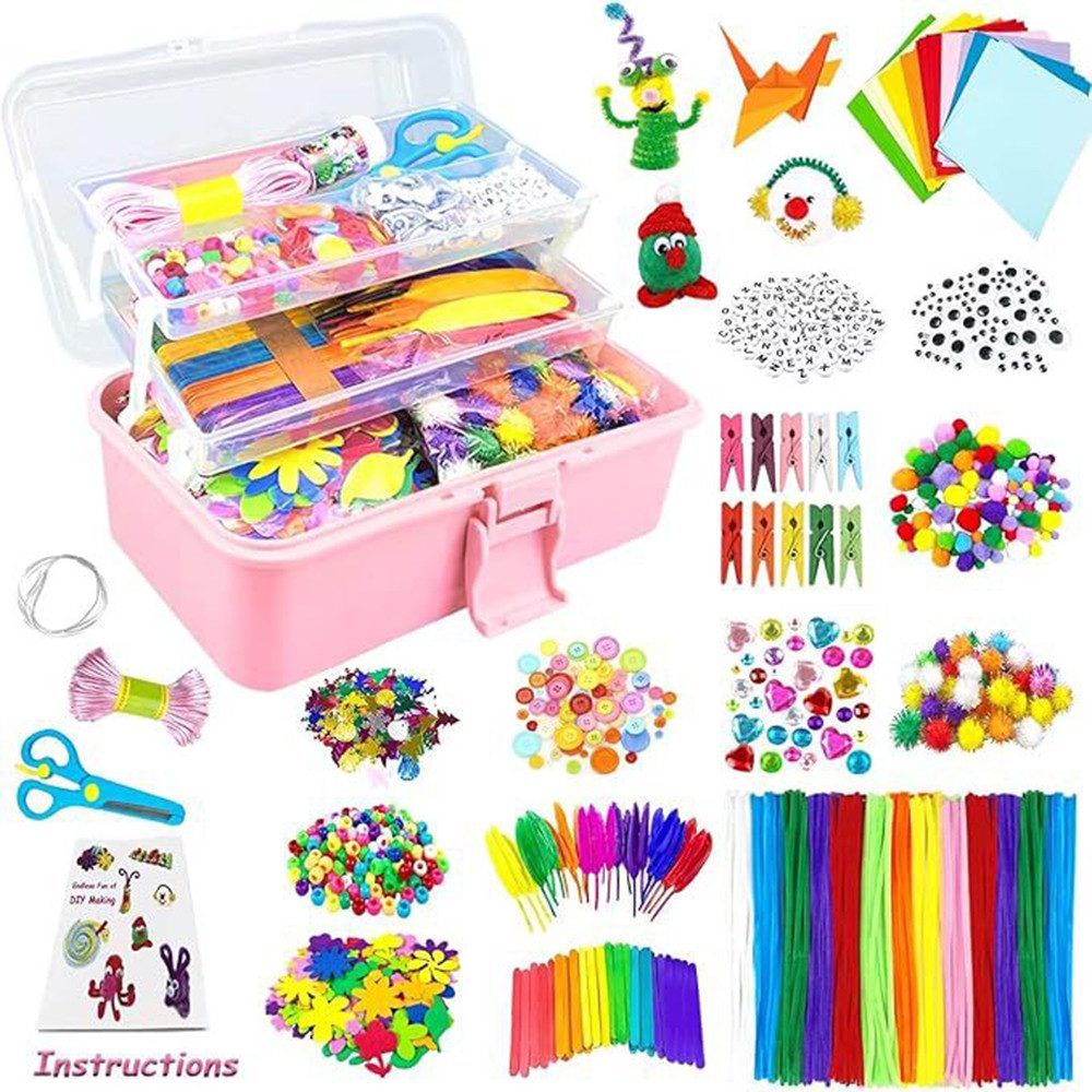 CLTYQ Kreativset Kreativset Bastelset Kinder - DIY Basteln, Geschenk für Jungen Mädchen, Bastelkoffer Scrapbooking Basteln Kinder Alter 4 bis 10 Geschenk