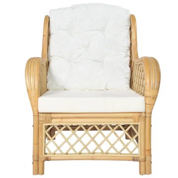 furnicato Sessel mit Kissen Natur-Rattan und Leinen