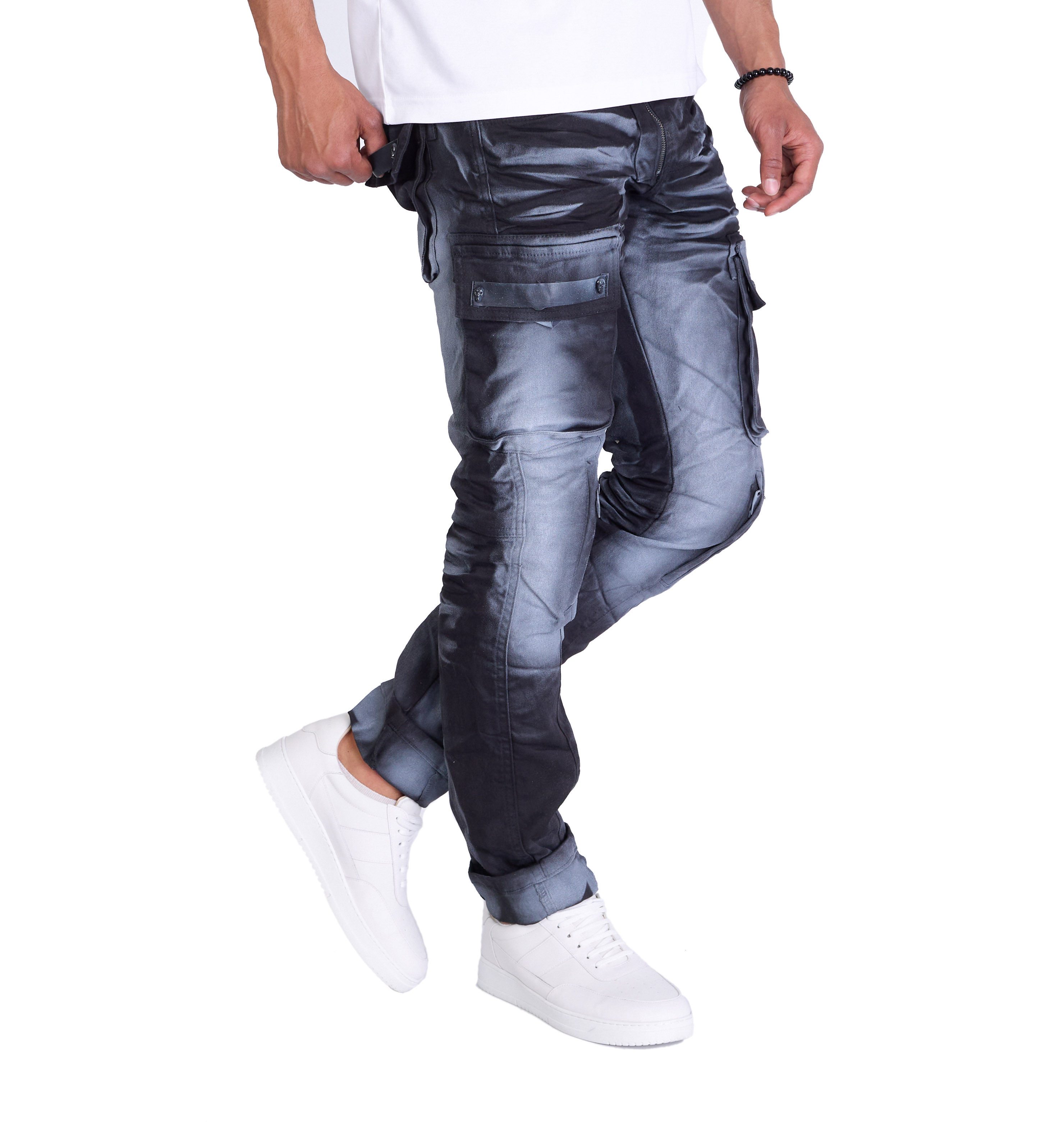 KINGZ Cargojeans Rebelische Herren Designer Cargojeans