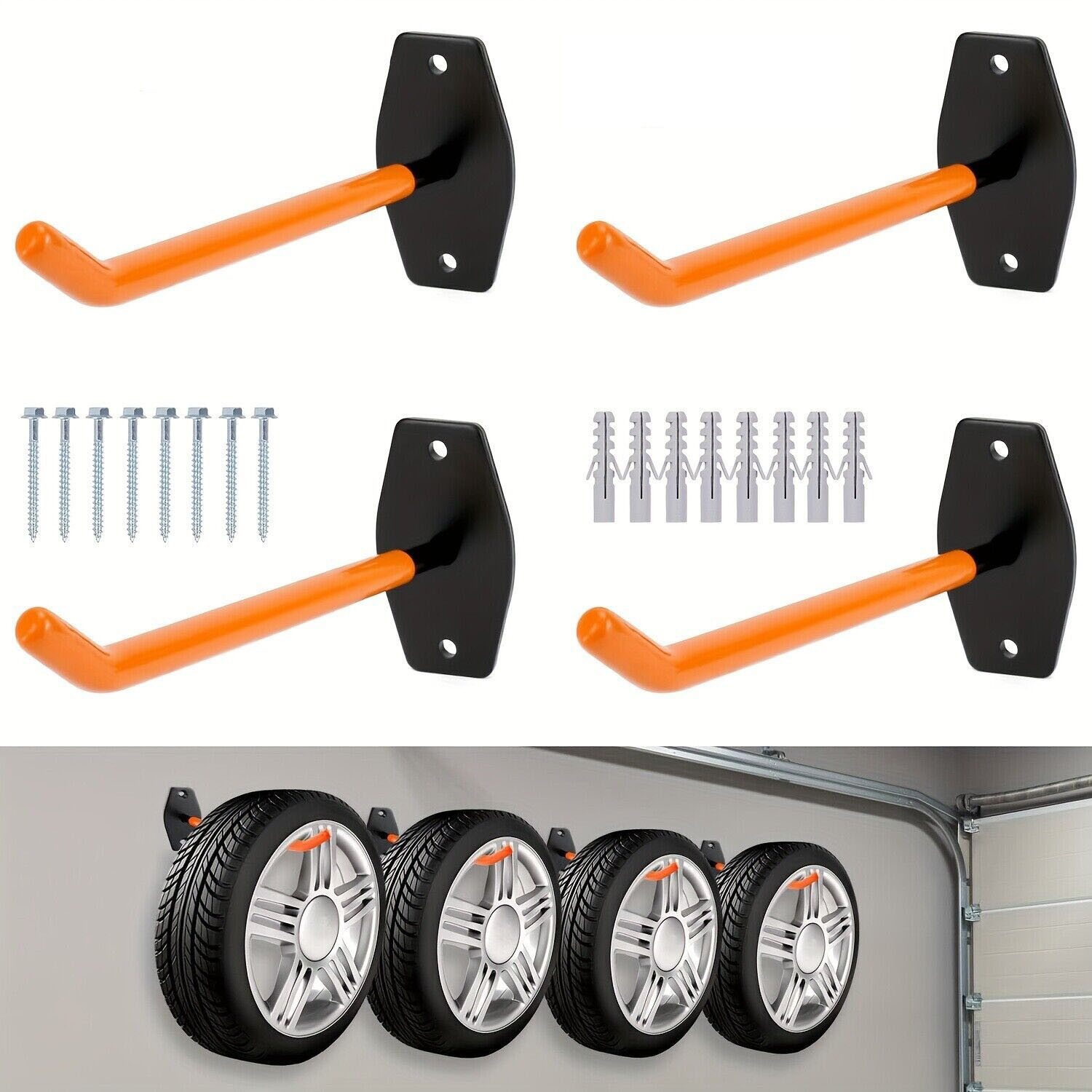 Refined Living Wandhalter 4x Reifenhalter Wand Haken Felgen Halterung Regal Bügel für Reifen, (Reifenhalter, Wandhaken Garage, Felgenhalterung, Reifenwandhalter, Garagenhaken, Aufbewahrung Wandhalter, Haltebügel Reifen, Reifenregal Wand, Werkzeughalter Ga