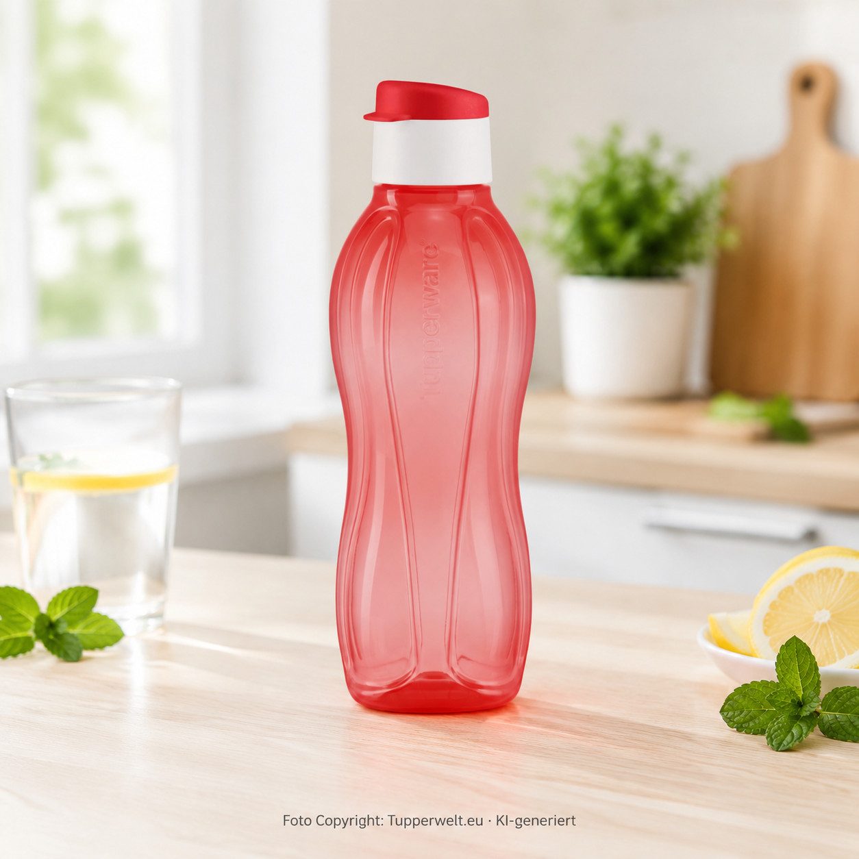 TUPPERWARE Trinkflasche Tupperware EcoEasy Trinkflasche 750ml in lila mit Clipverschluß