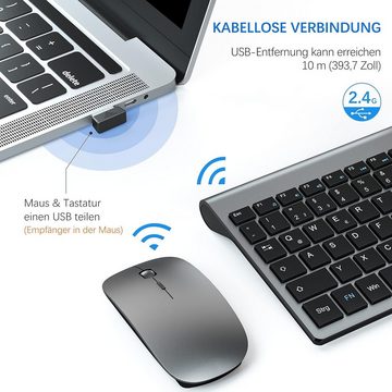 TopMate Tastatur- und Maus-Set, 2,4G Stille Compact USB 2400DPI Maus und Schissschalter Tastatur